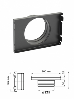 Výustka pre krbovú mriežku rovná PREMIUM STEEL 220x220 mm, o125, čierna