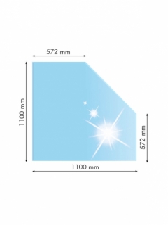 21.02.982.2, Sklo pod kachle, SKOSENÝ ROH, 110x110 cm, fazeta 20 mm, hr. 8 mm, kalené sklo