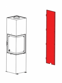 Pravý zadný panel bez výrezu pre dymovod pre krbové kachle SLIM 2.0, oceľ/šedá