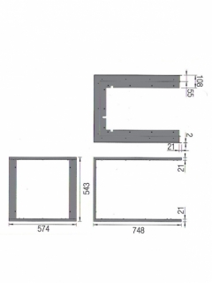 Dekoračný rámik pre KV 55x51 S3 3-stranná, nerezový