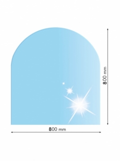 21.02.897.2, Sklo pod kachle, OBLÚK, 80x80 cm, fazeta 20 mm, hr. 8 mm, kalené sklo