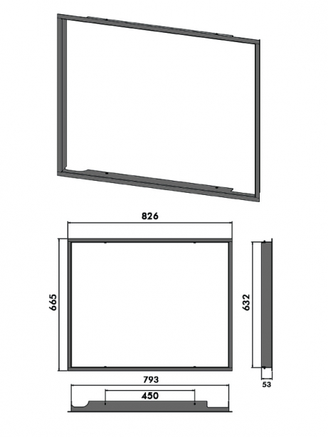 Dekoračný rámik pre KV 80x64 S II rovná, nerezový, malý