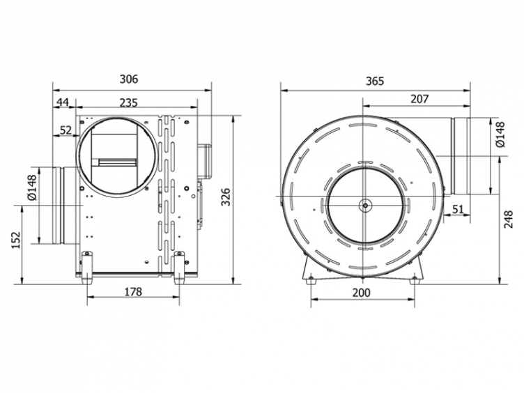 Ventilátor ANECO2-II, 600 m3/h, pozink
