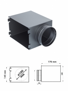 Výustka pre krbovú mriežku bočná  PREMIUM STEEL 190x170 mm, o100, čierna