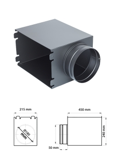 Výustka pre krbovú mriežku bočná PREMIUM STEEL 450x240 mm, o180, čierna