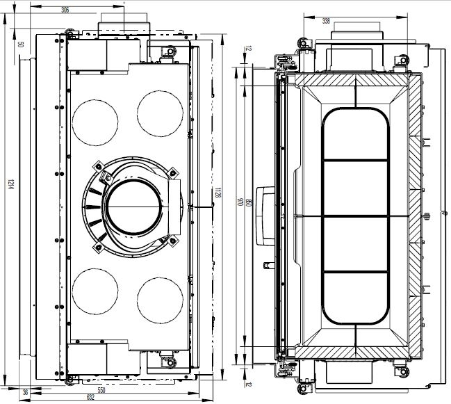 KV 97x74 S 2.0, oceľ čierna, bezroštové ohnisko, rovné presklenie, výsuvné dvierka, CPV