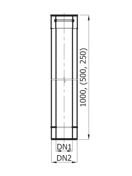 Rúra o130/200/1000, hr. 0.5, nerez, dvojplášť, s tesnením