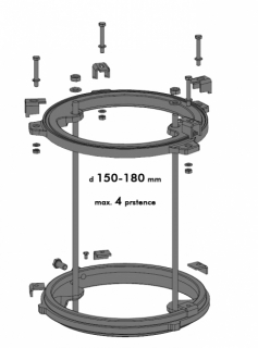 Adaptér na akumulačné prstence pre KV Austroflamm, malý, o150-o180 mm, sada