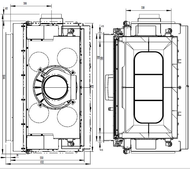 KV 80x64 S 2.0, oceľ čierna, bezroštové ohnisko, rovné presklenie, výsuvné dvierka, CPV