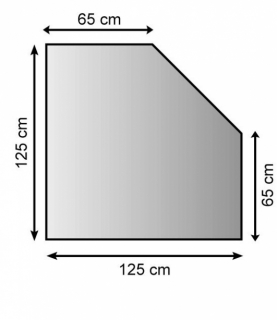 21.02.187.2, Plech pod kachle, antracitový, SKOSENÝ ROH, 125x125 cm, hr. 1.5 mm