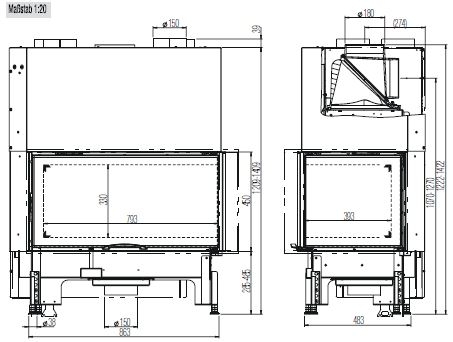 KV 89x49x57 S 2.0, oceľ čierna, bezroštové ohnisko, pravé bočné presklenie, výsuvné dvierka, CPV