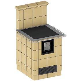 Zostava APK, malá (ohnisko s oceľovými dvierkami s dvojitým presklením 276x290 mm a akumulačným výmenníkom, zadné vyústenie dymovodu)