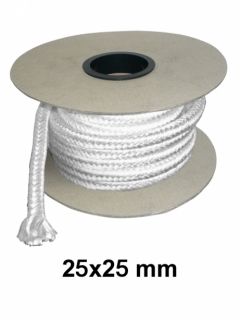 Žiaruvzdorná šnúra ISOTEM, biela, hranatá, 25x25 mm, metráž (návin 20 m)