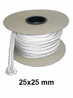 Žiaruvzdorná šnúra ISOTEM, biela, hranatá, 25x25 mm, metráž (návin 25 m)
