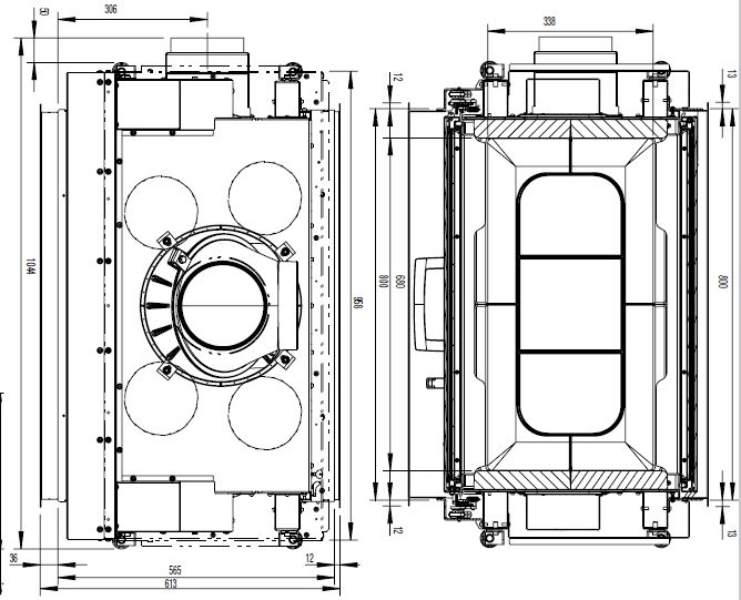 KV 80x64 S II 2.0, oceľ čierna, bezroštové ohnisko, oboj. rovné presklenie, výsuvné dvierka, CPV