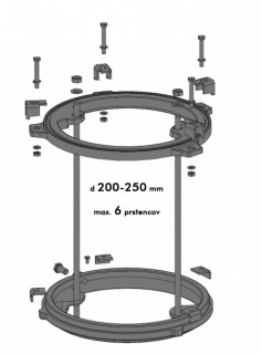 Adaptér na akumulačné prstence pre KV Austroflamm, veľký o200-o250 mm, sada