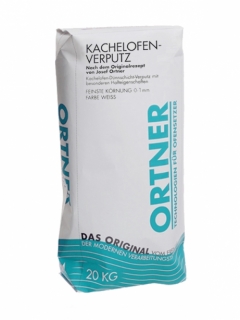 ORTNER, kachliarska omietka KACHELOFENVERPUTZ, 200 °C, biela, 0-1mm, vrece 20kg