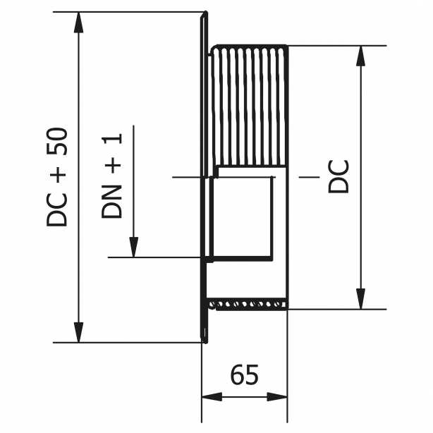 Rozeta s tesniacim povrazcom DN150/DC180, oceľ čierna