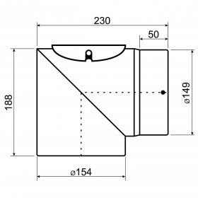 DEXTER Koleno s čistiacim otvorom o150/90 pre pripojenie na komín