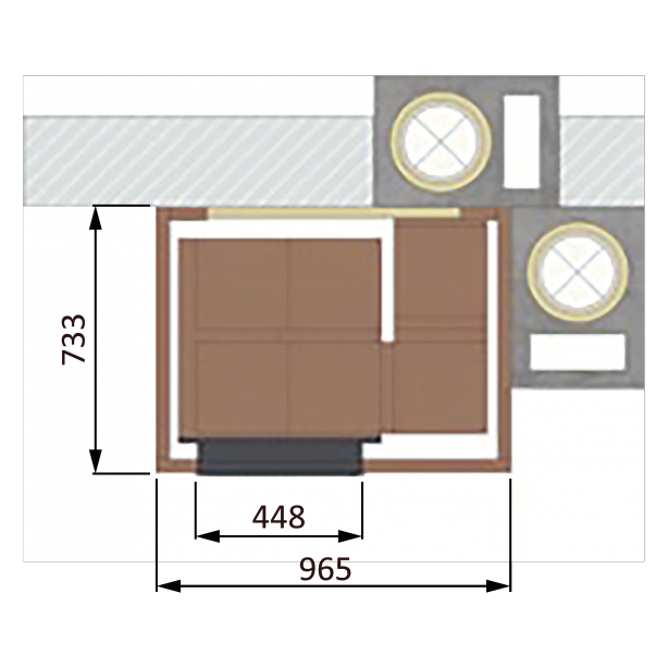Pec PPP 350-GD/RD-220-7,5. Na stenu - rovné, nominálny výkon 16,5 kW, oceľové dvierka a rámik 51x45, zadné vyústenie dymovodu, 96,5x73,3x167,1