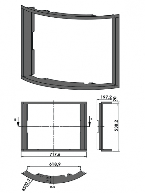 Dekoračný rámik pre KV 65x51 K oblá, nerezový