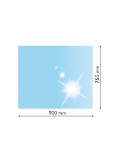 21.02.898.2, Sklo pod kachle, OBDĹŽNIK, 90x75 cm, fazeta 20 mm, hr. 8 mm, kalené sklo