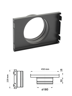 Výustka pre krbovú mriežku rovná PREMIUM STEEL 450x220 mm, o180, čierna