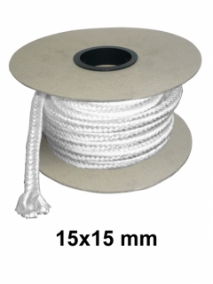Žiaruvzdorná šnúra ISOTEM, biela, hranatá, 15x15 mm, metráž
