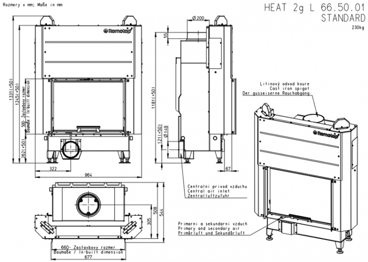 KV HEAT 3G L 66.50.01, rovné presklenie, potlač skla, výsuvné dvierka, CPV