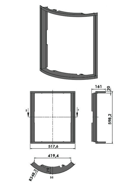 Dekoračný rámik pre KV 45x57 K oblá, nerezový