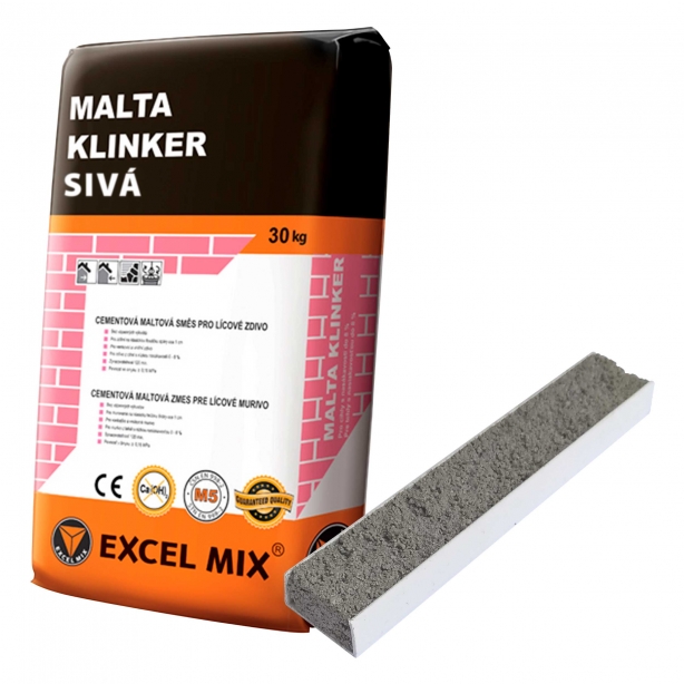 Murovacia a škárovacia malta pre tehly KLINKER, hrúbka škáry 1 cm, SIVÁ, balenie 30 kg