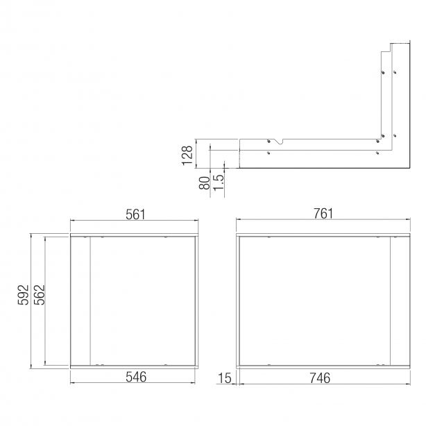 Dekoračný rámik pre KV 63x40x51 S, rohová, výsuvná, pravý